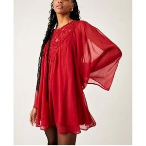 FREE PEOPLE Sunshine Of Love Mini Dress in Blended Berry Size XS